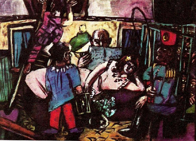 Max Beckmann cirkus caravan oil painting image